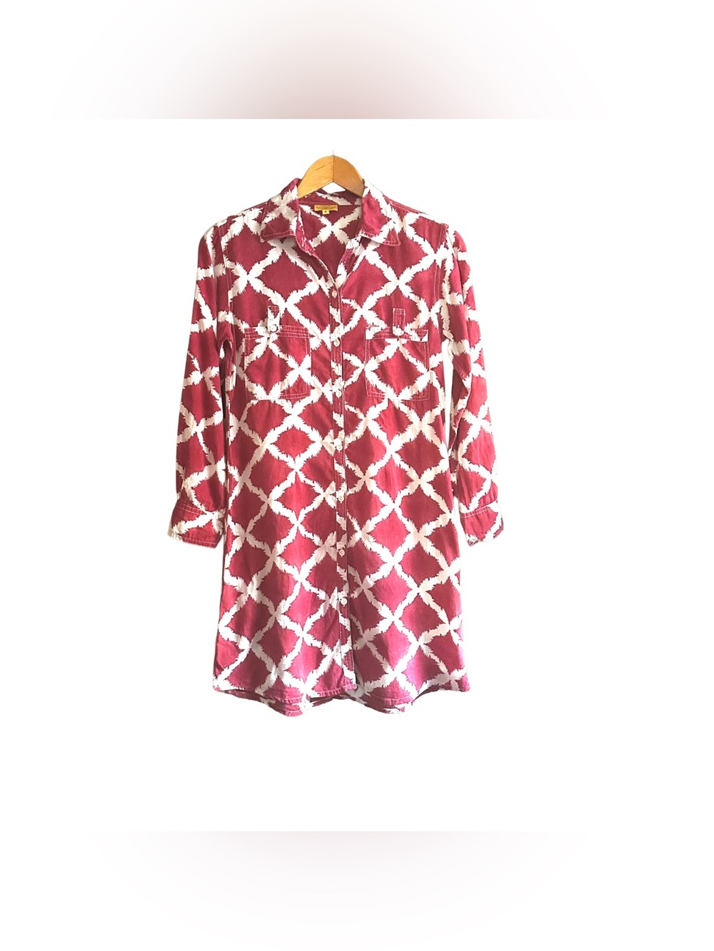 Roberta Roller Rabbit Shirtdress Dress Burgundy Red White Print S Small